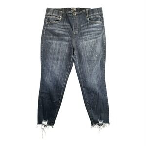 Terrace Sky Womens Jeans Dark Wash Distressed Frayed Hem Stretch Size 20W